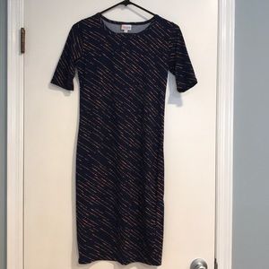 LuLaRoe Julie Dress - Size XS - Navy/Orange